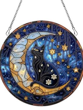 Black Cat Moon Diamond Art Kit